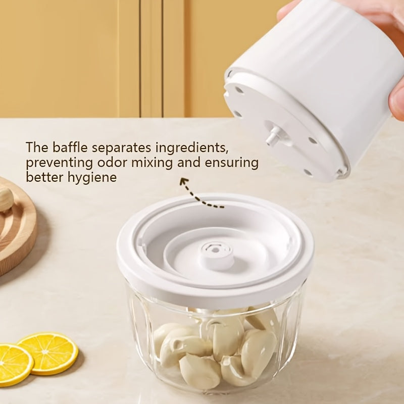 [Mini Food Processor] Electric Rechargeable Portable Cordless 400ml Mini Food Processor - Versatile Garlic/Veggie/Onion Chopper, Blender with Stainless Steel Blade for Nuts, Chili, Minced Meat, Spices & More