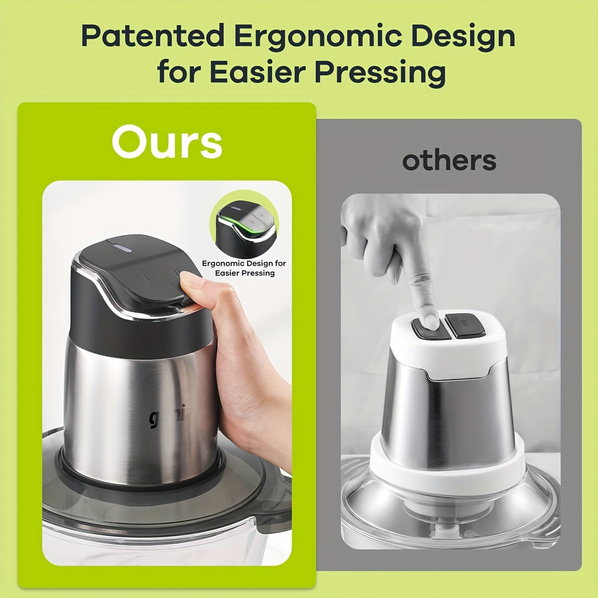 Food Processor, 2-Speed Food Chopper Meat Grinder With 8 Cup Stainless Steel & 8 Cup Glass Bowls, Upgraded Button & Smart Overheat Protection Light - Includes Clean Brush, 2 Sets Of Blades