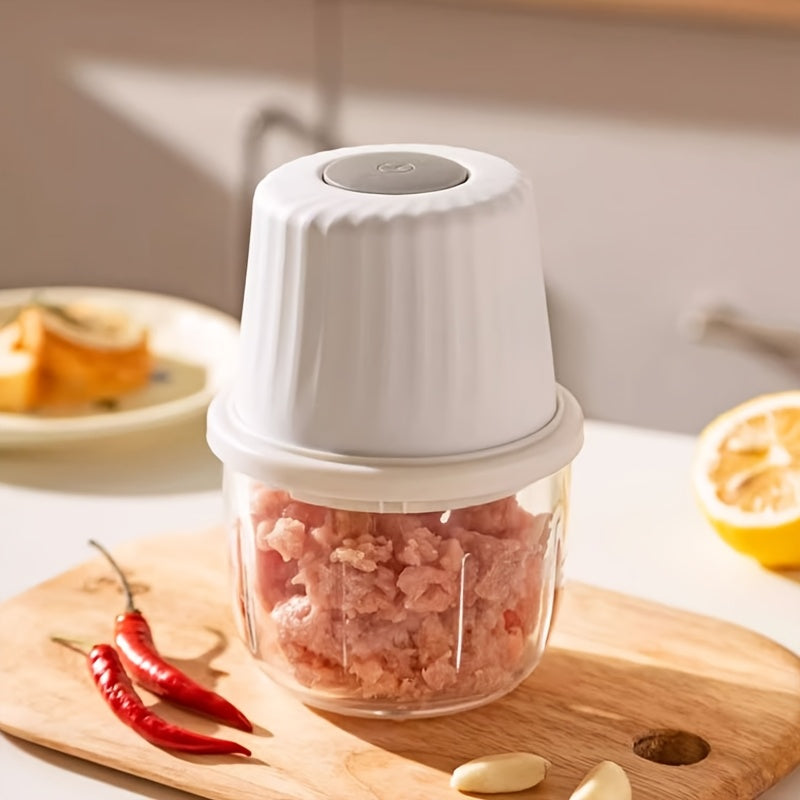 [Mini Food Processor] Electric Rechargeable Portable Cordless 400ml Mini Food Processor - Versatile Garlic/Veggie/Onion Chopper, Blender with Stainless Steel Blade for Nuts, Chili, Minced Meat, Spices & More