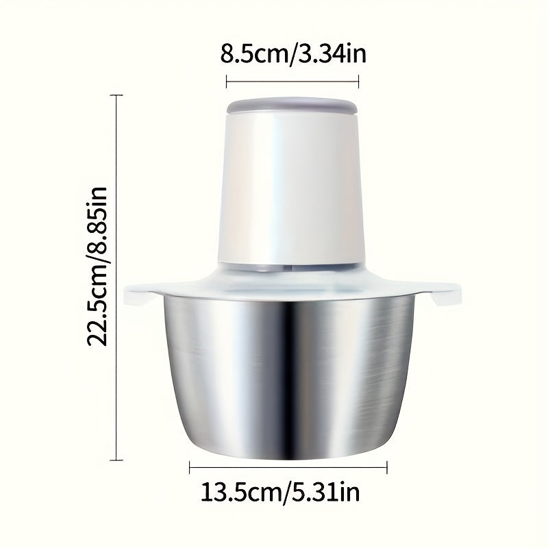 8-Cup Electric Food Chopper, 67.63oz 148W Meat Grinder with 4 Bi-Level Blades, Stainless Steel Mincer for Kitchen - Vegetables, Onion, Garlic, Salad, Fruit, Nuts - USB Rechargeable, ≤36V Operating Voltage, Salad Chopper | Modern Kitchen Gadget | Durable