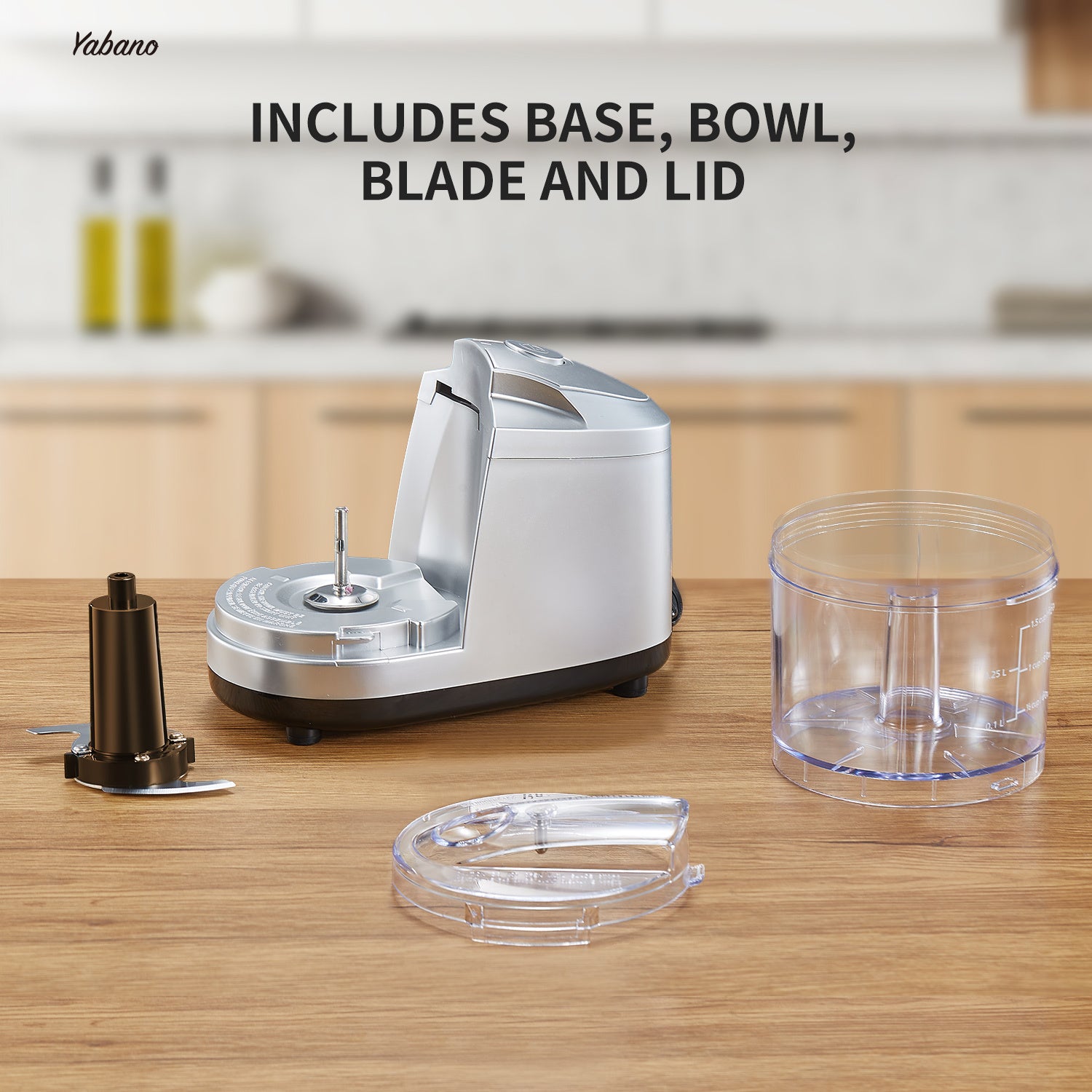Yabano 1.5-Cup Mini Electric Food Chopper & Processor | One-Touch Operation, Stainless Steel Blades, Easy Clean, Compact Design | Perfect for Chopping Vegetables, Fruits, Nuts & Meats | Ideal for Daily Kitchen Use, Daily Cooking Aid | Compact Chopper |