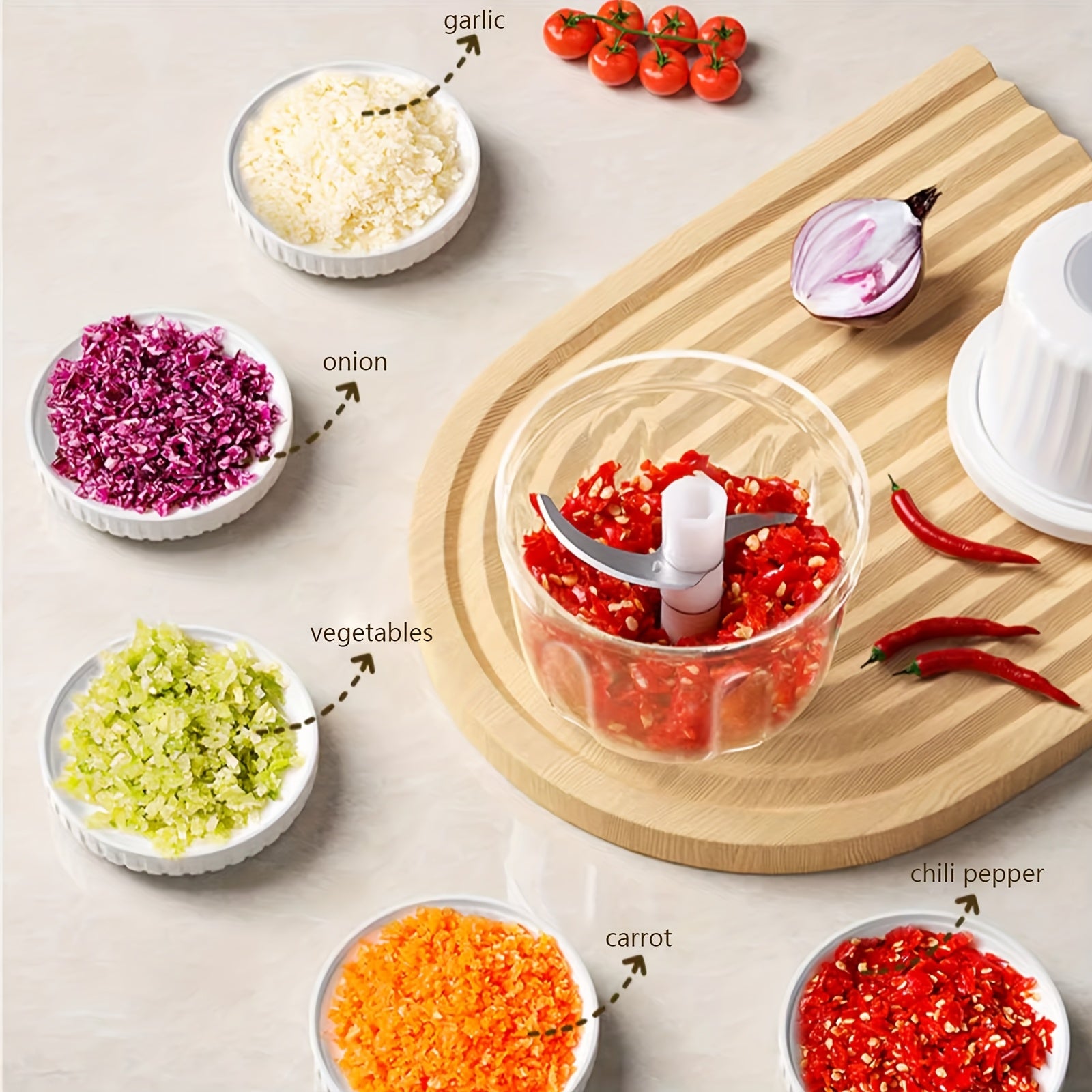 [Mini Food Processor] Electric Rechargeable Portable Cordless 400ml Mini Food Processor - Versatile Garlic/Veggie/Onion Chopper, Blender with Stainless Steel Blade for Nuts, Chili, Minced Meat, Spices & More