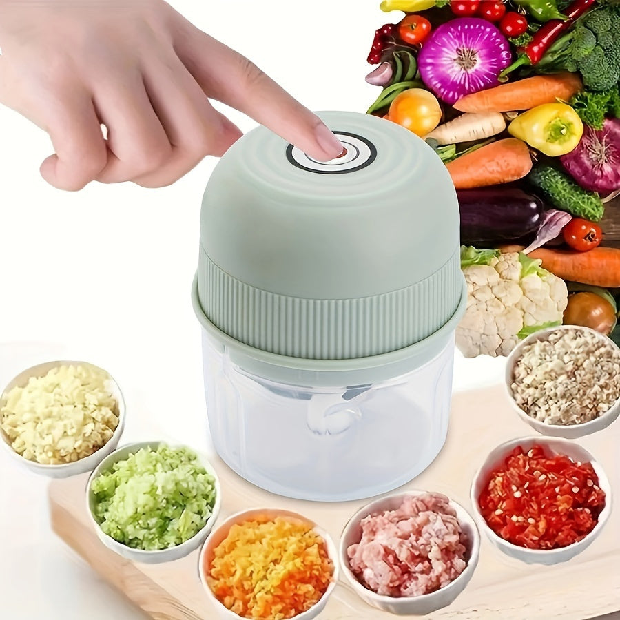 Mini Electric Garlic Chopper, 8.45oz Rechargeable Meat Grinder, 3600RPM Mini Chopper with Safety Switch, USB Charging, Round Shape, for Ginger, Vegetables, and Meat Grinding