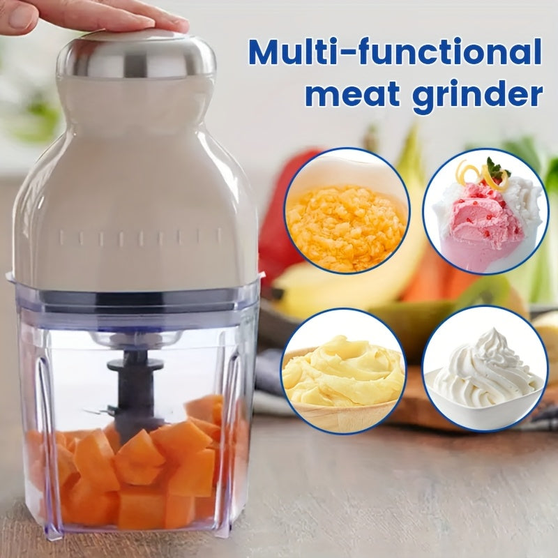 [Multifunctional Meat Grinder] Portable Stainless Steel Electric Meat Grinder | 1pc US Gauge 110v Multifunctional Mini Cooking Machine, Vegetable Cutter, Suitable For 4-5 People, 1-3 Liters Capacity, Plastic Body Material