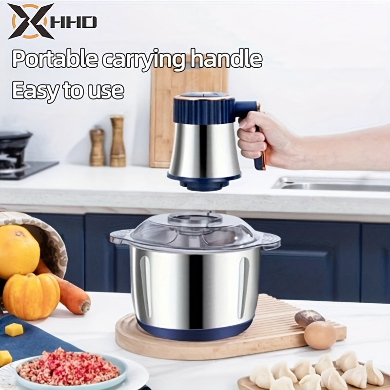[5L Stainless Steel Food Processor] 5L Stainless Steel Food Processing Machine | 5-speed, 6-blade System, Perfect for Onions, Garlic, Salads, And Teenage Food - A Must-have In The Kitchen