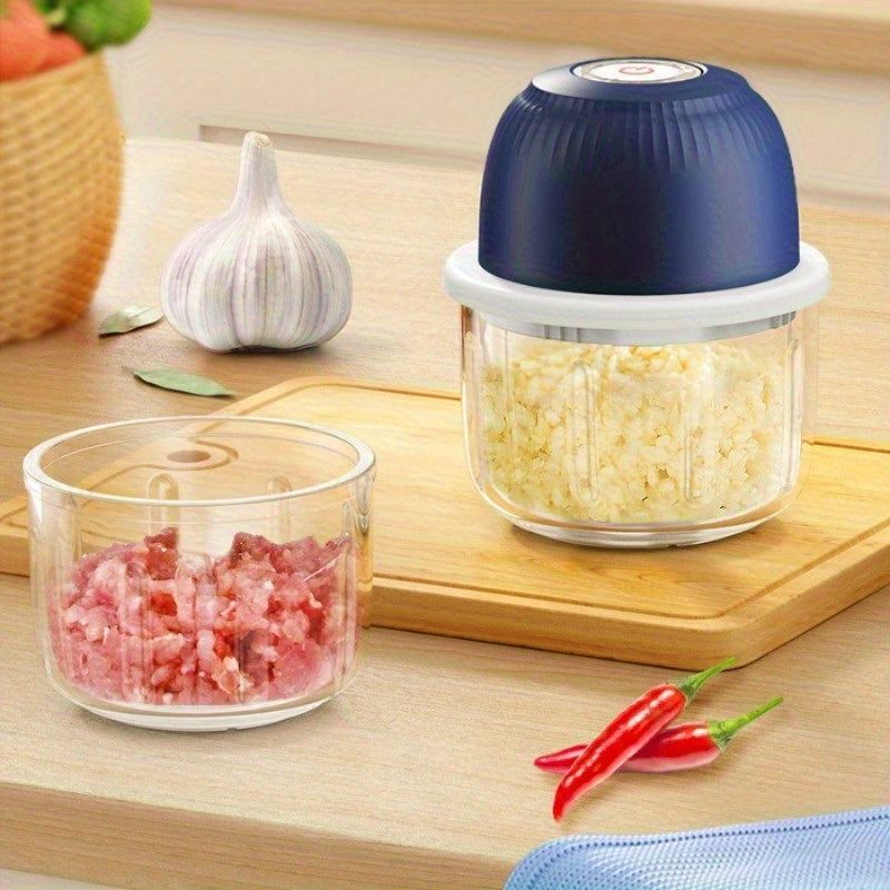 [Compact Food Chopper] Compact Mini Cordless 3-Blade Food Chopper - 12oz Electric Blender & Garlic Press for Garlic, Vegetables, Fruits, Onions, Salads & Hot Pot Ingredients - Kitchen Gadget