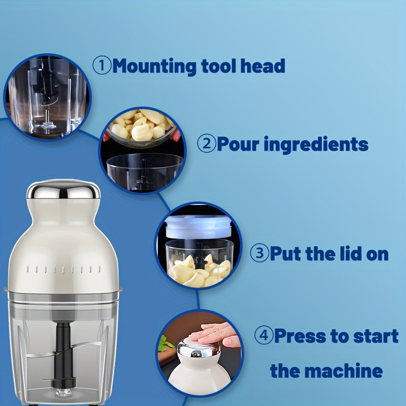 [Multifunctional Meat Grinder] Portable Stainless Steel Electric Meat Grinder | 1pc US Gauge 110v Multifunctional Mini Cooking Machine, Vegetable Cutter, Suitable For 4-5 People, 1-3 Liters Capacity, Plastic Body Material