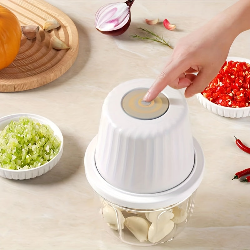 [Mini Food Processor] Electric Rechargeable Portable Cordless 400ml Mini Food Processor - Versatile Garlic/Veggie/Onion Chopper, Blender with Stainless Steel Blade for Nuts, Chili, Minced Meat, Spices & More