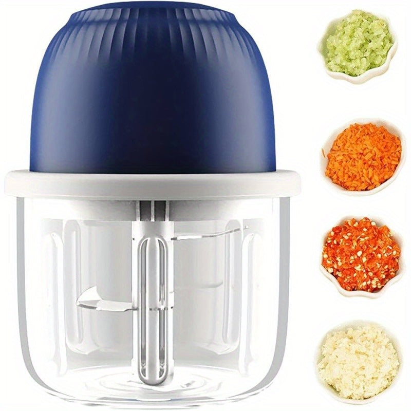 Mini Food Processor Wireless Set, 11.83oz Capacity, Small Garlic Chopper, USB Rechargeable Battery Vegetable Chopper, Wireless Electric Meat Mixer Grinder (Blue), Kitchen Gadget, Compact Design, Durable Construction, Kitchen Gadget, Home Cooks, Meal Prep,