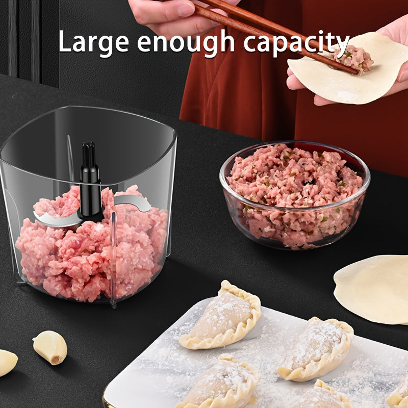 1pc Beige & White Electric Food Processor - Multifunctional Mini Meat Grinder, Juicer, and Baby Blender with 24000 RPM High-Power Kitchen Chopper for Fruits, Vegetables, and More, Juice Extraction | Sleek Kitchen Appliance | Sturdy Handle Design, Blender