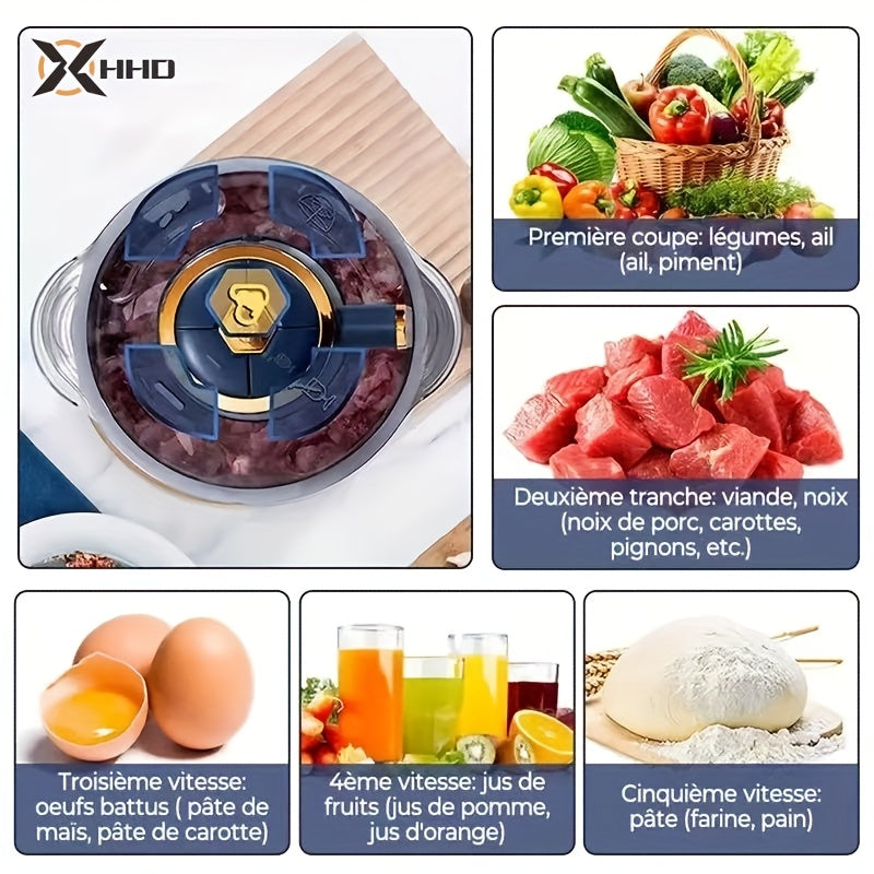 Kitchen Artifact! 1.32gal Large-capacity Multifunctional Meat Grinder Minces Meat/chopped Vegetables/dough/supplementary Food/stir Ginger And Garlic, 500W Powerful Motor, 5th Gear Adjustment, Easy Disassembly And Washing+low Noise And Anti-skid.