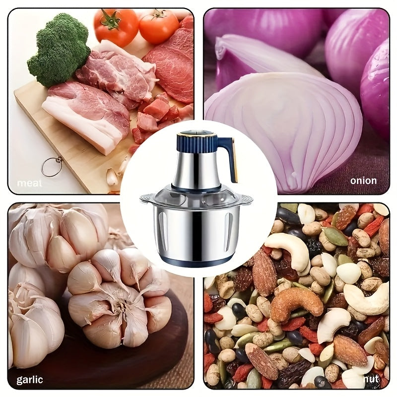 Meat Grinder, Vegetable Grinder, Electric Household Noodle Machine, Cooking Machine, One Click Start, 5-blade, Stainless Steel Cup, Multifunctional, Can Mix Garlic Paste, Meat Filling, Complementary Food, Fruit Puree