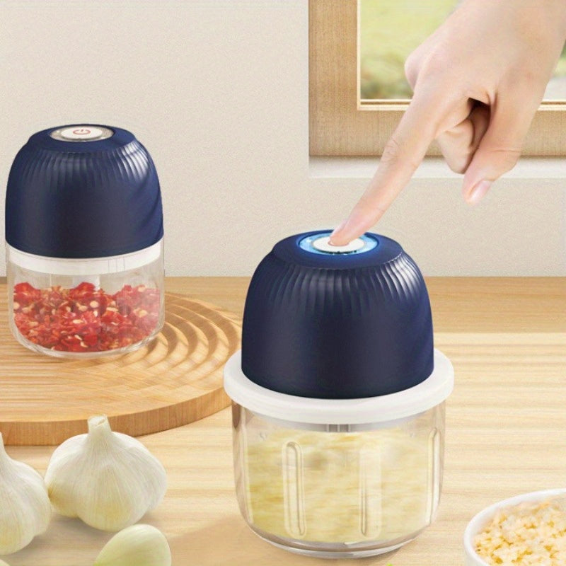[Compact Food Chopper] Compact Mini Cordless 3-Blade Food Chopper - 12oz Electric Blender & Garlic Press for Garlic, Vegetables, Fruits, Onions, Salads & Hot Pot Ingredients - Kitchen Gadget