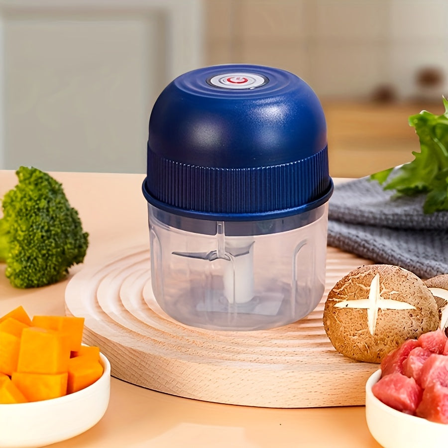 Mini Electric Garlic Chopper, 8.45oz Rechargeable Meat Grinder, 3600RPM Mini Chopper with Safety Switch, USB Charging, Round Shape, for Ginger, Vegetables, and Meat Grinding