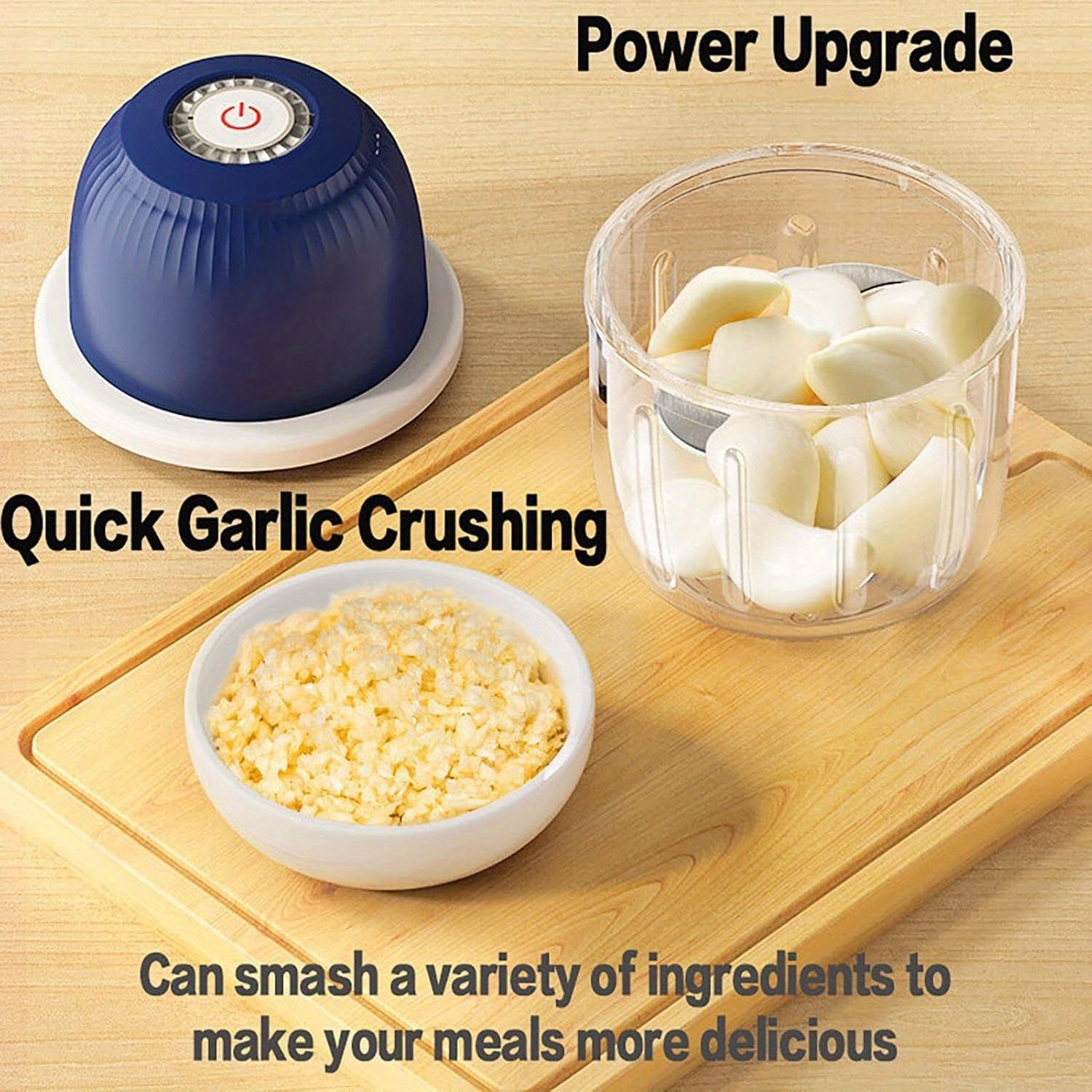 Mini Food Processor Wireless Set, 11.83oz Capacity, Small Garlic Chopper, USB Rechargeable Battery Vegetable Chopper, Wireless Electric Meat Mixer Grinder (Blue), Kitchen Gadget, Compact Design, Durable Construction, Kitchen Gadget, Home Cooks, Meal Prep,