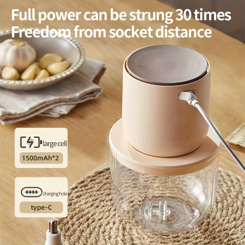Versatile Wireless Meat Grinder with USB Charging - 20.29oz Capacity, Multi-Function Electric Food Processor, Juicer & Ice Crusher, Meat Grinder, Ice Crusher