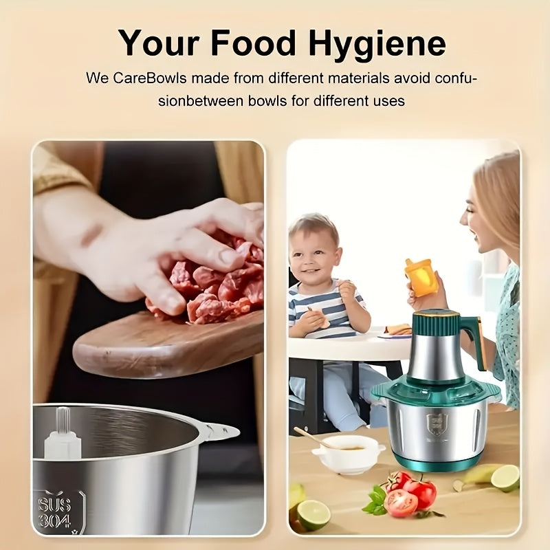 Meat Grinder, Vegetable Grinder, Electric Household Noodle Machine, Cooking Machine, One Click Start, 5-blade, Stainless Steel Cup, Multifunctional, Can Mix Garlic Paste, Meat Filling, Complementary Food, Fruit Puree