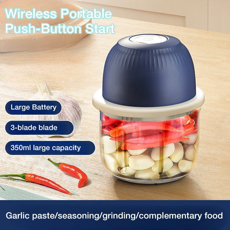 [Compact Food Chopper] Compact Mini Cordless 3-Blade Food Chopper - 12oz Electric Blender & Garlic Press for Garlic, Vegetables, Fruits, Onions, Salads & Hot Pot Ingredients - Kitchen Gadget