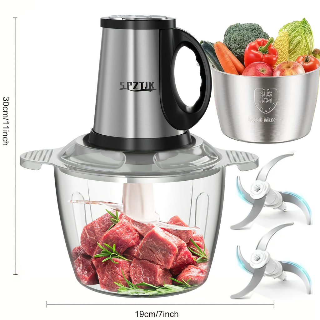[Food Processor Electric] 2 Bowls + 2 Blades, 101, 45oz/ 3L Food Processor Electric, Stainless Steel & PC Bowls, 3 Speed Meat Grinder, Food Chopper High-Speed Dough Mixer for Vegetables, Meat, Garlic, Fruits, And Nuts, Juicer, Vegetable Chopper