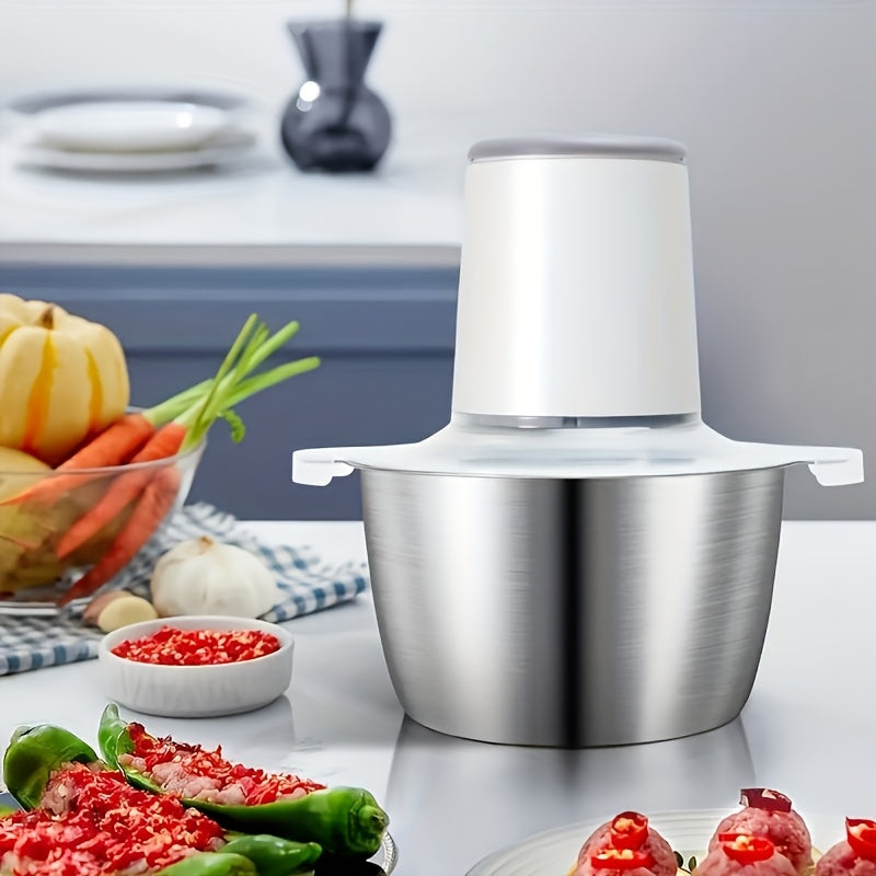 8-Cup Electric Food Chopper, 67.63oz 148W Meat Grinder with 4 Bi-Level Blades, Stainless Steel Mincer for Kitchen - Vegetables, Onion, Garlic, Salad, Fruit, Nuts - USB Rechargeable, ≤36V Operating Voltage, Salad Chopper | Modern Kitchen Gadget | Durable