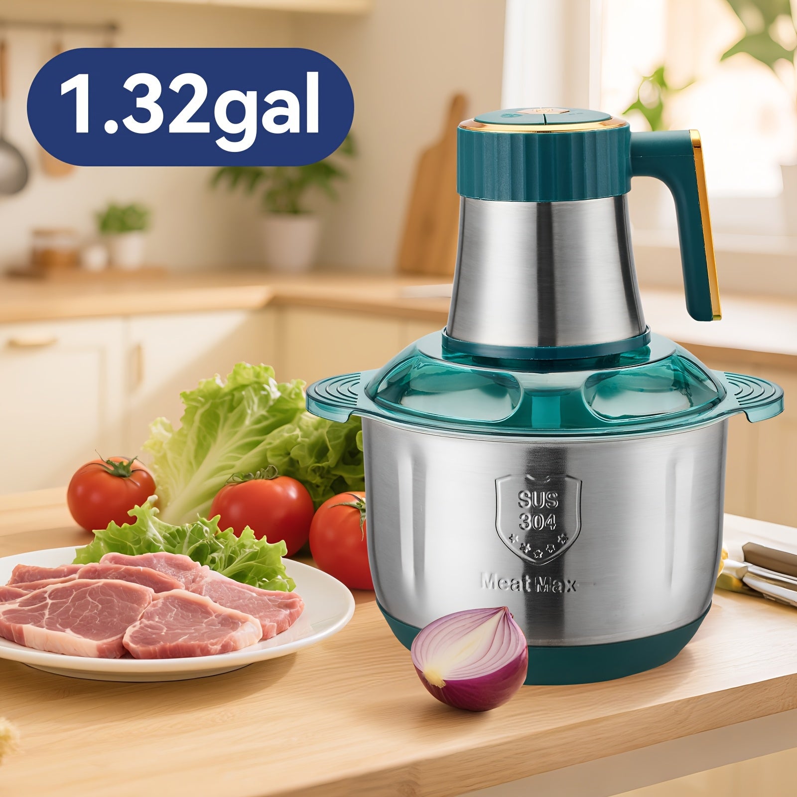[5L Stainless Steel Food Processor] 5L Stainless Steel Food Processing Machine | 5-speed, 6-blade System, Perfect for Onions, Garlic, Salads, And Teenage Food - A Must-have In The Kitchen