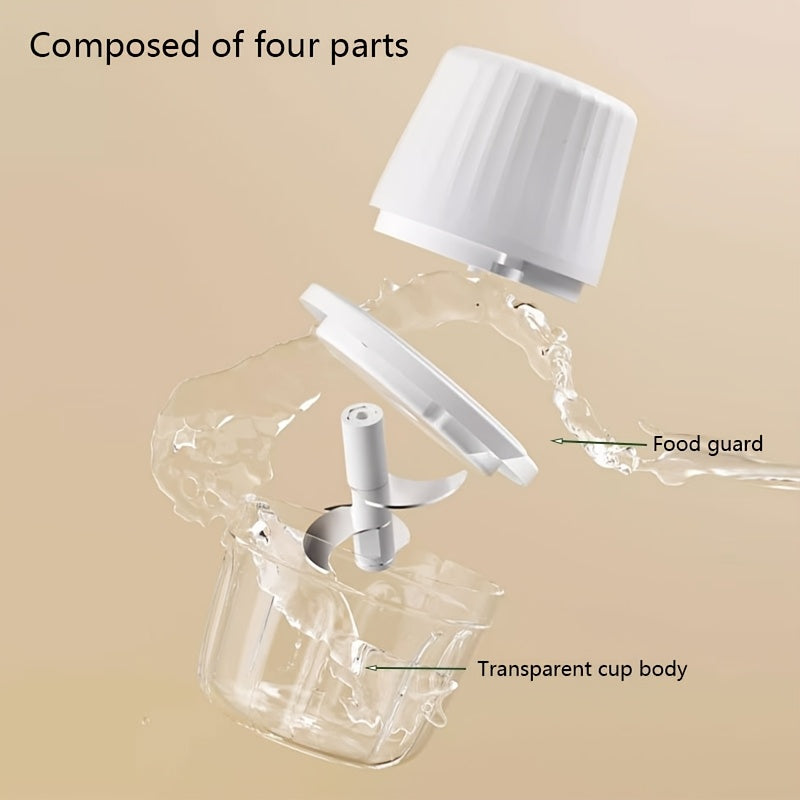 [Mini Food Processor] Electric Rechargeable Portable Cordless 400ml Mini Food Processor - Versatile Garlic/Veggie/Onion Chopper, Blender with Stainless Steel Blade for Nuts, Chili, Minced Meat, Spices & More