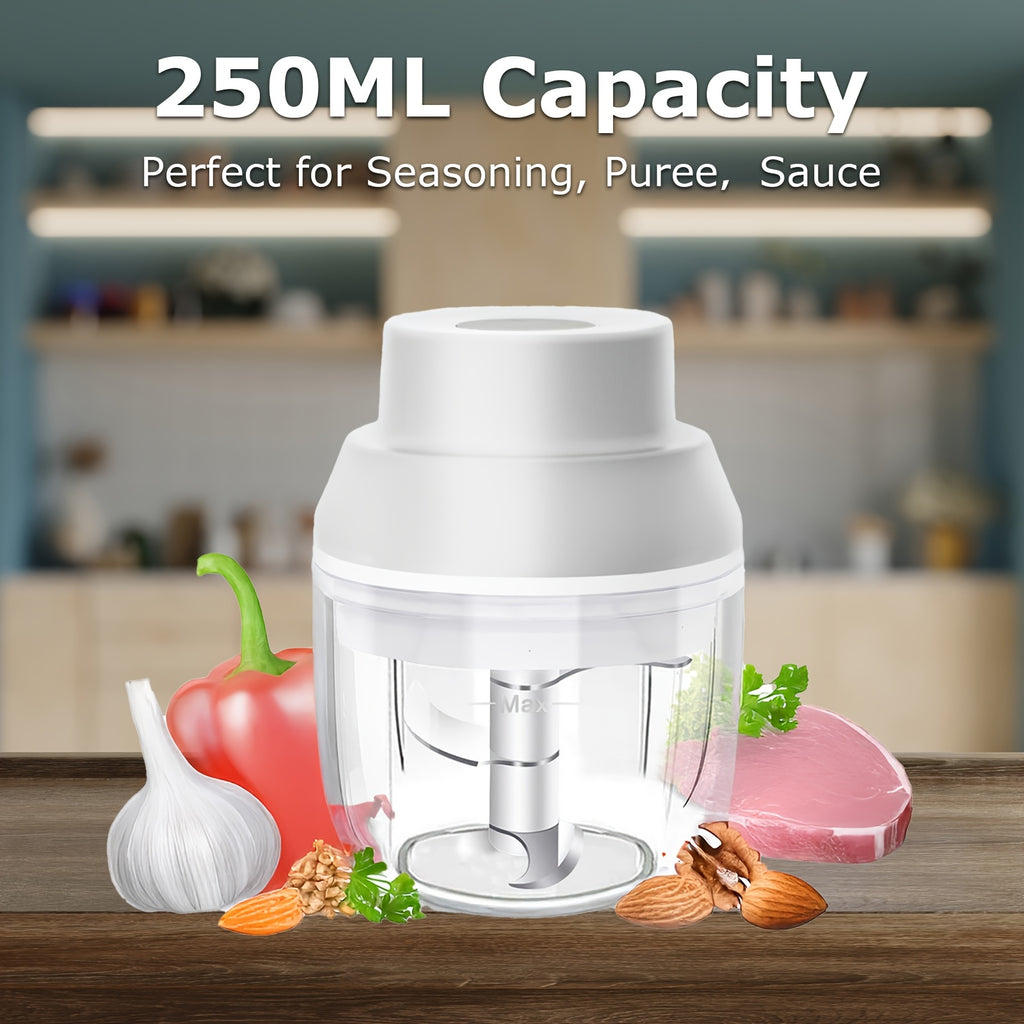 Electric Vegetable Chopper Mini Food Processor 1 Cup, Meat Grinder, Small Food Chopper With 3 Stainless Blades, 45 Watts, For Garlic, Onion, Pepper Dicing, Mincing, And Puree, Portable And Compact Size, Suitable For Outdoor, Camping, And RV Travel