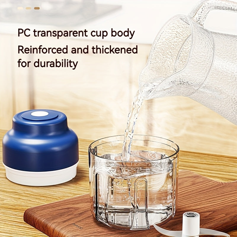 Portable USB Rechargeable Electric Garlic Maker - 10.82oz Large Capacity 6-Blade Stainless Steel Chopper with Auto-Mixing for Garlic, Meat, Veggies, Peppers, Ginger - Compact Kitchen Appliance, Home Cooking, Stylish Gadget, Durable Construction, Food