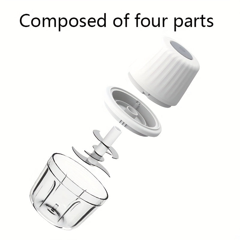 [Mini Food Processor] Electric Rechargeable Portable Cordless 400ml Mini Food Processor - Versatile Garlic/Veggie/Onion Chopper, Blender with Stainless Steel Blade for Nuts, Chili, Minced Meat, Spices & More