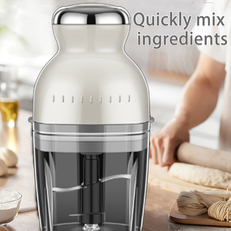 1pc Beige & White Electric Food Processor - Multifunctional Mini Meat Grinder, Juicer, and Baby Blender with 24000 RPM High-Power Kitchen Chopper for Fruits, Vegetables, and More, Juice Extraction | Sleek Kitchen Appliance | Sturdy Handle Design, Blender