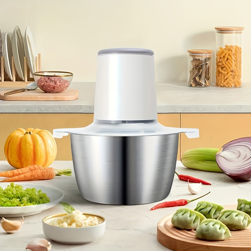 8-Cup Electric Food Chopper, 67.63oz 148W Meat Grinder with 4 Bi-Level Blades, Stainless Steel Mincer for Kitchen - Vegetables, Onion, Garlic, Salad, Fruit, Nuts - USB Rechargeable, ≤36V Operating Voltage, Salad Chopper | Modern Kitchen Gadget | Durable
