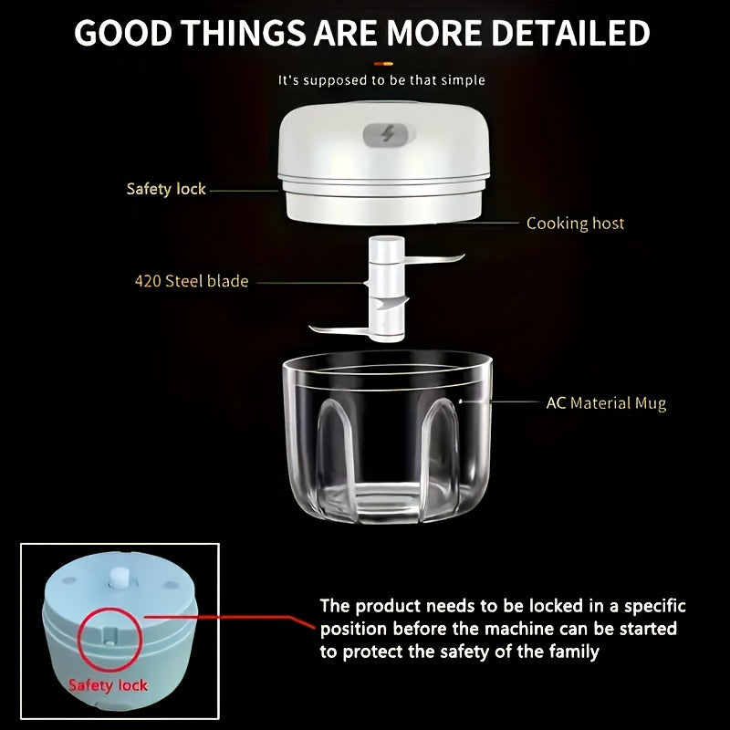 Electric Garlic Crusher, Portable Mini Food Chopper, Vegetable Chopper, Small Food Processor, Suitable for Garlic, Puree, Onion, Herbs, Vegetables, Ginger, Juice Blender, As Well As Kitchen Tomato Dicer Chopper And Ginger Mincer., Garlic Peeler Electric,
