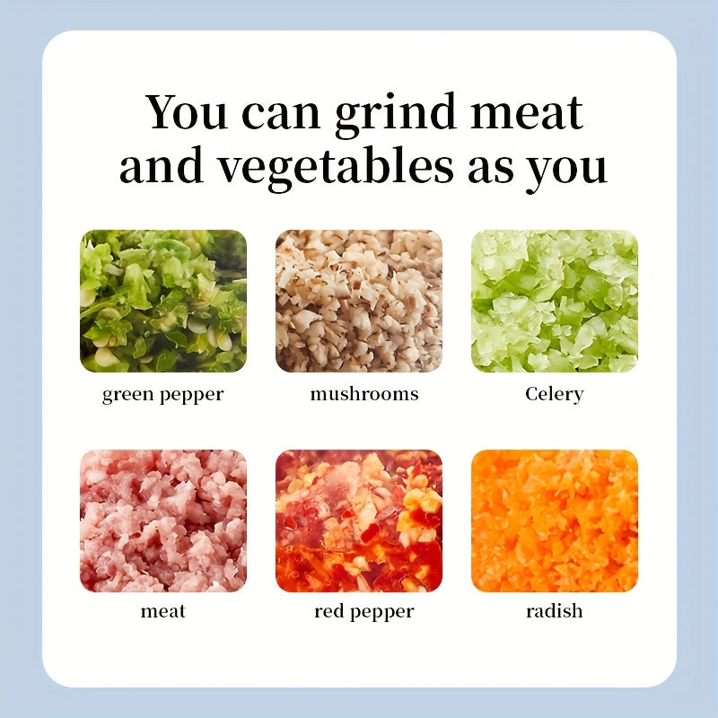 Meat Grinder, 500W Electric Chopper & Vegetable Chopper, Garlic Grinder, Food Processor Chopper with 8 Cup Glass Bowl, 2 Speed, Double Layer Blade, Suitable for Kitchen Home Use Baby Food, Meat, Onion, Vegetables