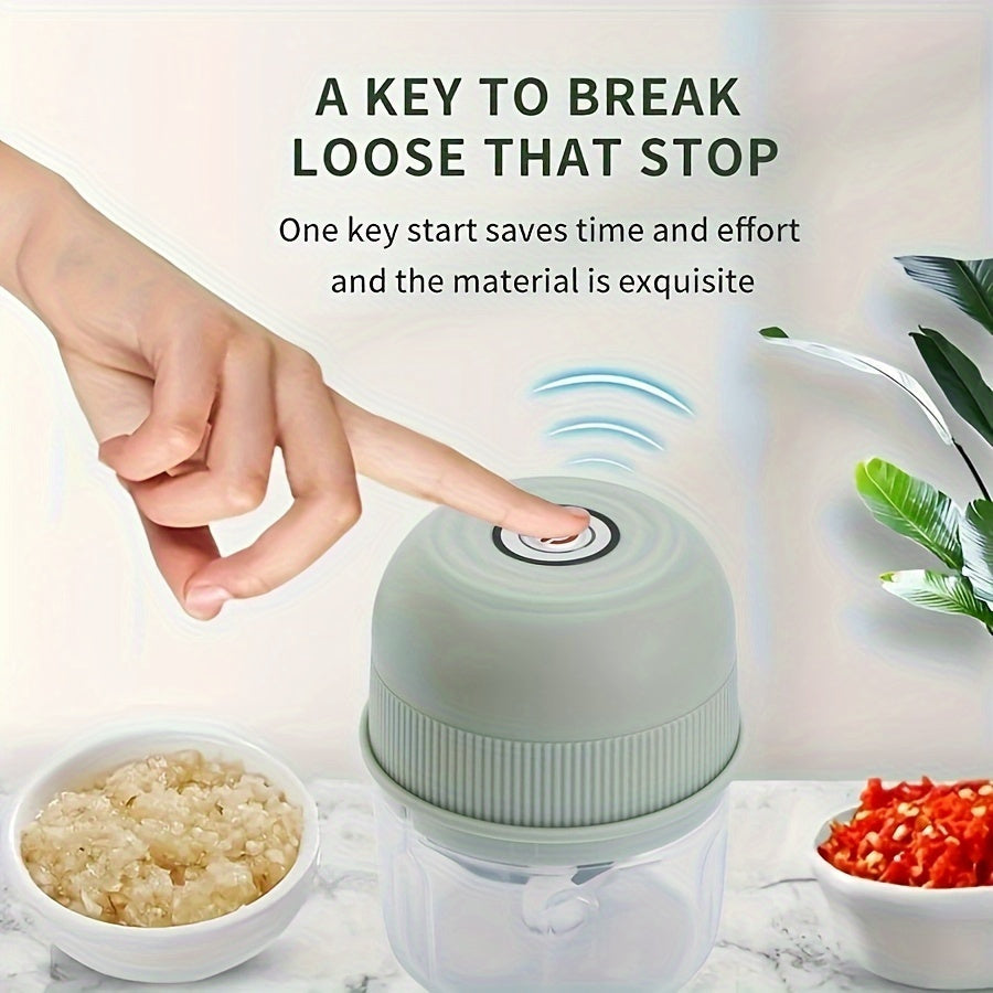 Mini Electric Garlic Chopper, 8.45oz Rechargeable Meat Grinder, 3600RPM Mini Chopper with Safety Switch, USB Charging, Round Shape, for Ginger, Vegetables, and Meat Grinding