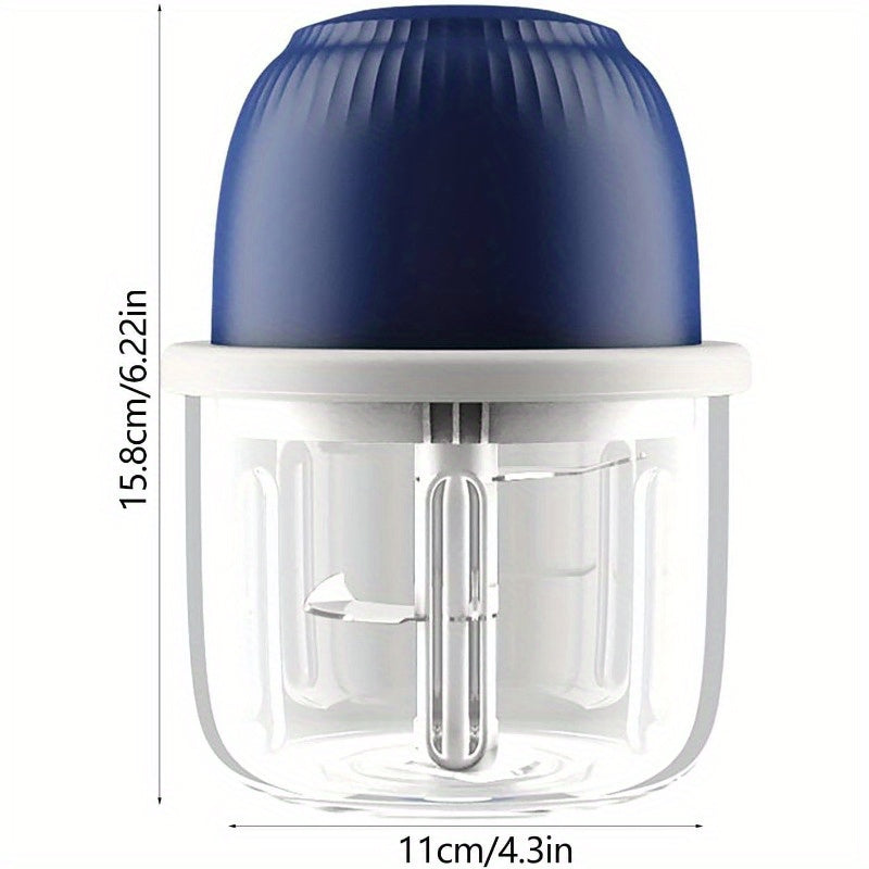 Mini Food Processor Wireless Set, 11.83oz Capacity, Small Garlic Chopper, USB Rechargeable Battery Vegetable Chopper, Wireless Electric Meat Mixer Grinder (Blue), Kitchen Gadget, Compact Design, Durable Construction, Kitchen Gadget, Home Cooks, Meal Prep,