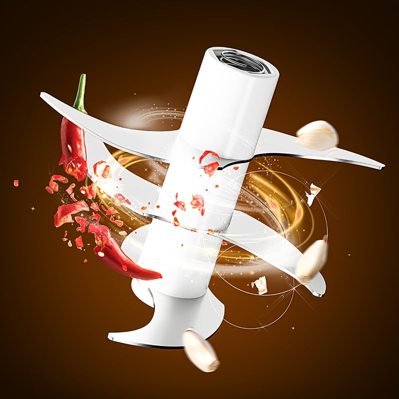 Portable USB Rechargeable Electric Garlic Maker - 10.82oz Large Capacity 6-Blade Stainless Steel Chopper with Auto-Mixing for Garlic, Meat, Veggies, Peppers, Ginger - Compact Kitchen Appliance, Home Cooking, Stylish Gadget, Durable Construction, Food
