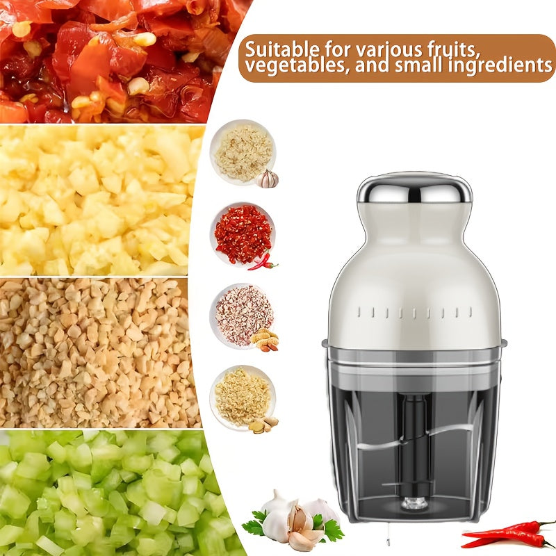 1pc Beige & White Electric Food Processor - Multifunctional Mini Meat Grinder, Juicer, and Baby Blender with 24000 RPM High-Power Kitchen Chopper for Fruits, Vegetables, and More, Juice Extraction | Sleek Kitchen Appliance | Sturdy Handle Design, Blender