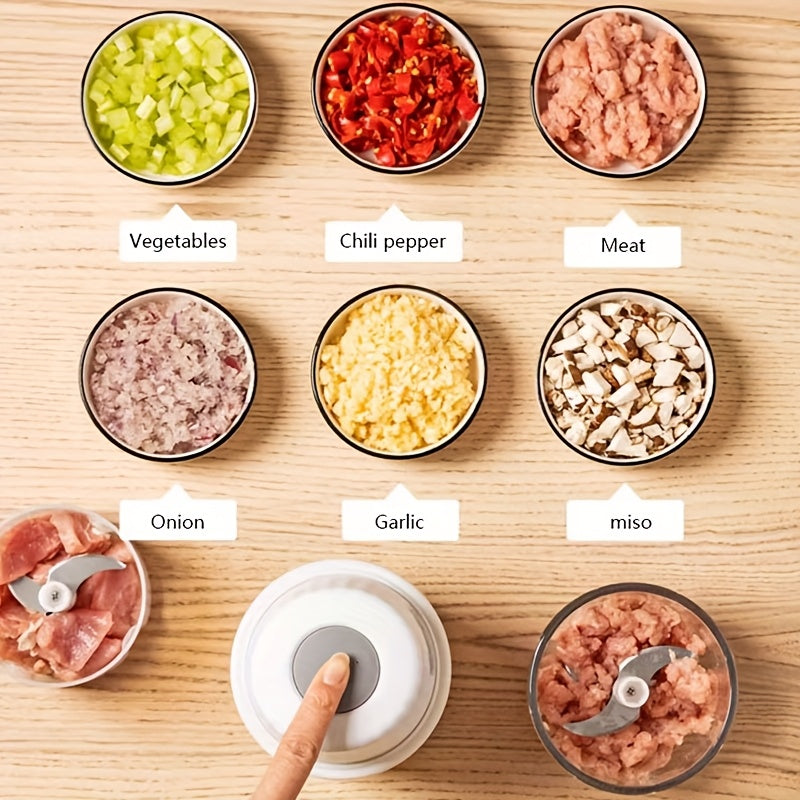 [Mini Food Processor] Electric Rechargeable Portable Cordless 400ml Mini Food Processor - Versatile Garlic/Veggie/Onion Chopper, Blender with Stainless Steel Blade for Nuts, Chili, Minced Meat, Spices & More