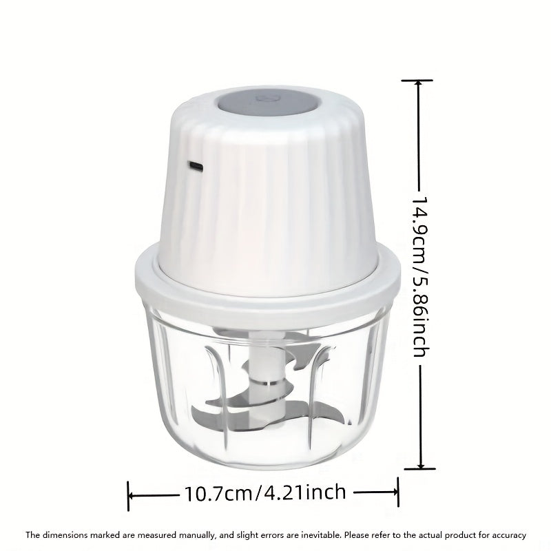 [Mini Food Processor] Electric Rechargeable Portable Cordless 400ml Mini Food Processor - Versatile Garlic/Veggie/Onion Chopper, Blender with Stainless Steel Blade for Nuts, Chili, Minced Meat, Spices & More