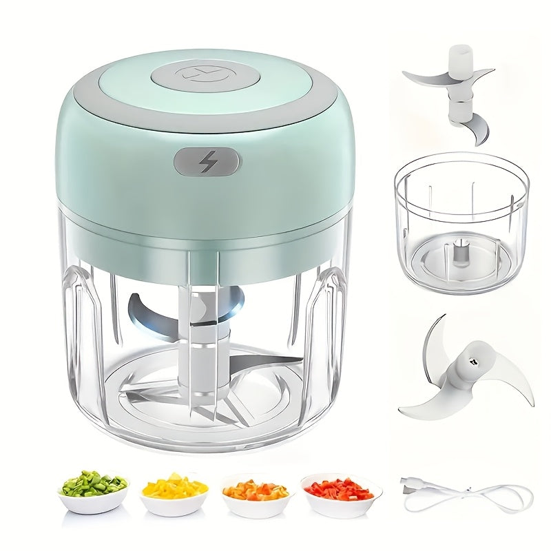 Stainless Steel Electric Mini Garlic Chopper Mincer, 8.45oz/250ml, USB Portable Meat Grinder for Nuts, Vegetables, Fruits - Easy to Clean, Cordless Kitchen Tool father gift