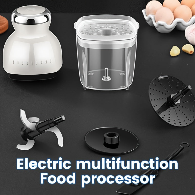 [Multifunctional Meat Grinder] Portable Stainless Steel Electric Meat Grinder | 1pc US Gauge 110v Multifunctional Mini Cooking Machine, Vegetable Cutter, Suitable For 4-5 People, 1-3 Liters Capacity, Plastic Body Material