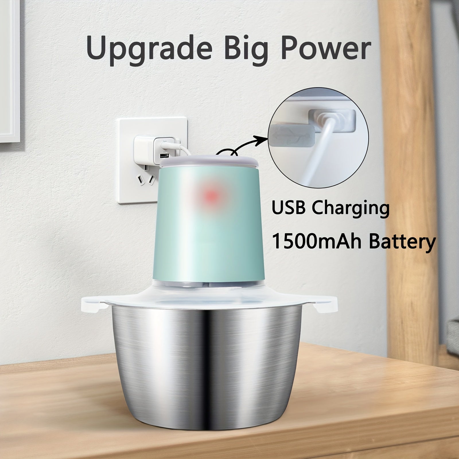 8-Cup Electric Food Chopper, 67.63oz 148W Meat Grinder with 4 Bi-Level Blades, Stainless Steel Mincer for Kitchen - Vegetables, Onion, Garlic, Salad, Fruit, Nuts - USB Rechargeable, ≤36V Operating Voltage, Salad Chopper | Modern Kitchen Gadget | Durable