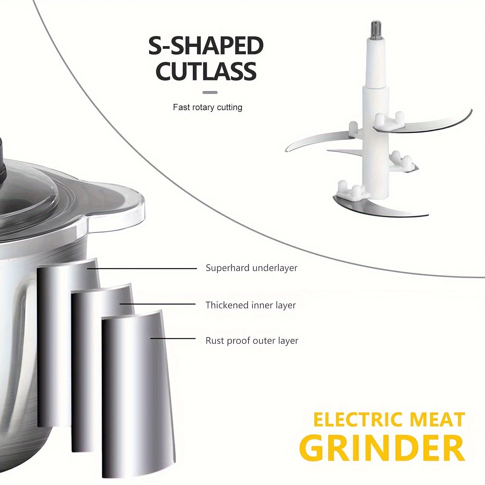 300W Food Processors For Home And Kitchen Use, Meat Grinder 4 Bi-Level Blades, 67.63oz Electric Food Chopper Meat Grinder For Meat/Vegetable/Fruits/Nuts And Any Baby Food, 2 Speed Modes