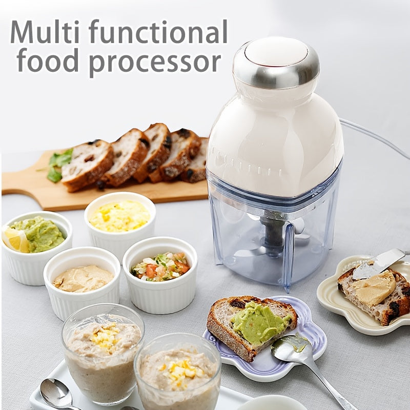 1pc Beige & White Electric Food Processor - Multifunctional Mini Meat Grinder, Juicer, and Baby Blender with 24000 RPM High-Power Kitchen Chopper for Fruits, Vegetables, and More, Juice Extraction | Sleek Kitchen Appliance | Sturdy Handle Design, Blender
