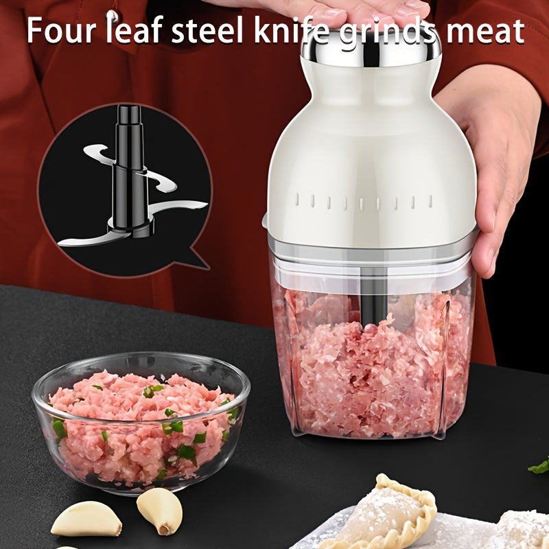 1pc Beige & White Electric Food Processor - Multifunctional Mini Meat Grinder, Juicer, and Baby Blender with 24000 RPM High-Power Kitchen Chopper for Fruits, Vegetables, and More, Juice Extraction | Sleek Kitchen Appliance | Sturdy Handle Design, Blender