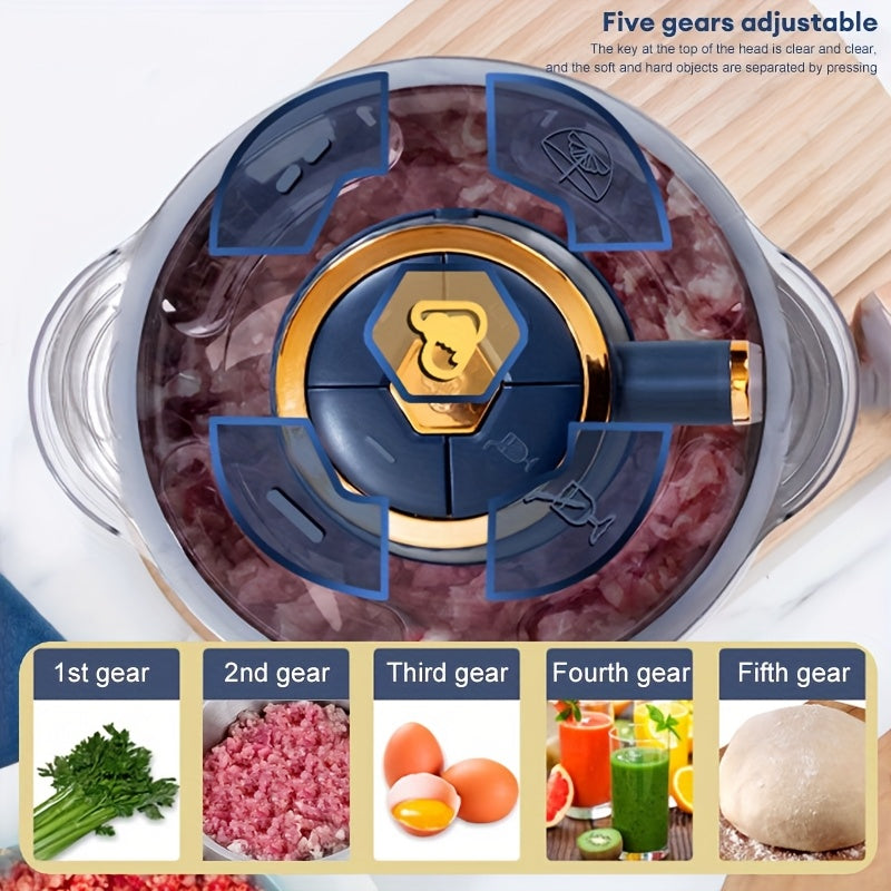Meat Grinder, Vegetable Grinder, Electric Household Noodle Machine, Cooking Machine, One Click Start, 5-blade, Stainless Steel Cup, Multifunctional, Can Mix Garlic Paste, Meat Filling, Complementary Food, Fruit Puree