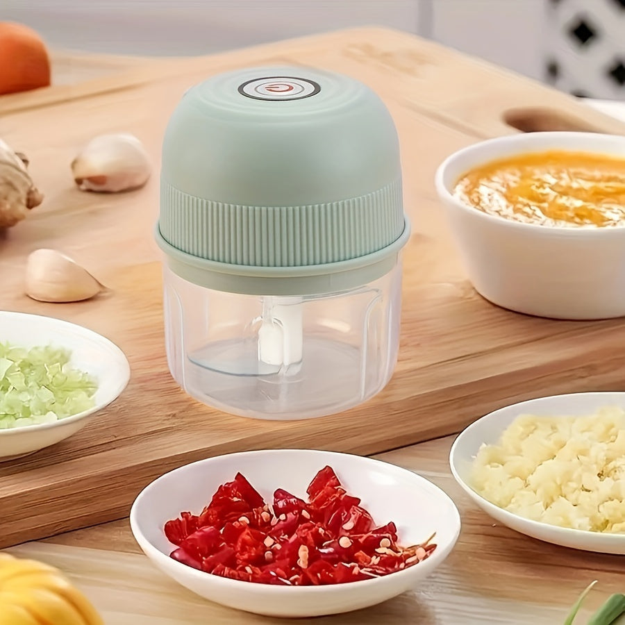 Mini Electric Garlic Chopper, 8.45oz Rechargeable Meat Grinder, 3600RPM Mini Chopper with Safety Switch, USB Charging, Round Shape, for Ginger, Vegetables, and Meat Grinding
