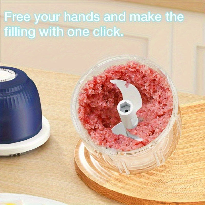 [Compact Food Chopper] Compact Mini Cordless 3-Blade Food Chopper - 12oz Electric Blender & Garlic Press for Garlic, Vegetables, Fruits, Onions, Salads & Hot Pot Ingredients - Kitchen Gadget