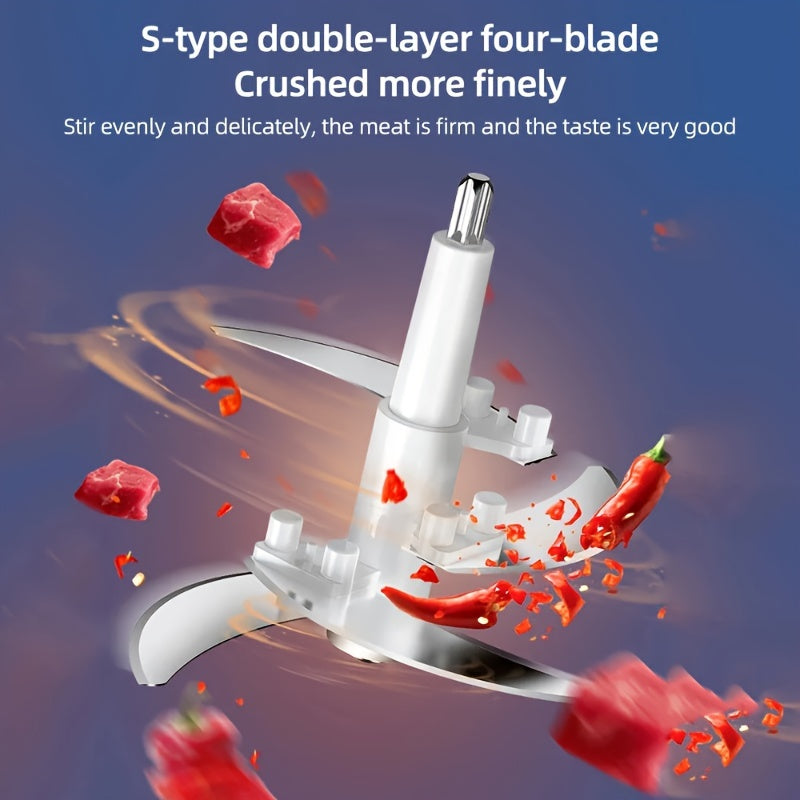 [Powerful Food Processor] 300W 2 Speed Food Processors for Home and Kitchen Use | Meat Grinder with 4 Bi-Level Blades, Electric Food Chopper for Meat/Vegetable/Fruits/Nuts